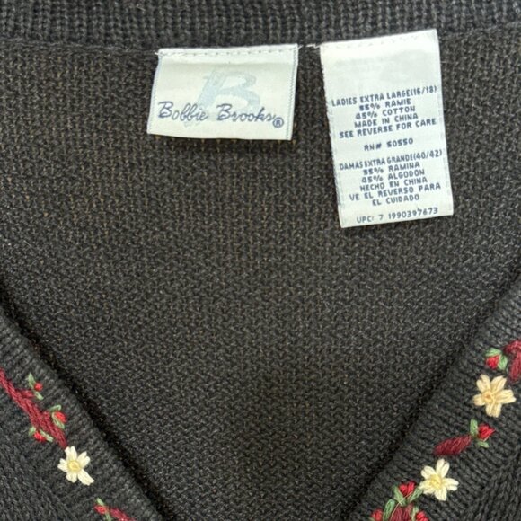 Vintage Bobbie Brooks Womens Gray Fall Cardigan Sweater Embroidered Sz XL 16/18 - Picture 4 of 15